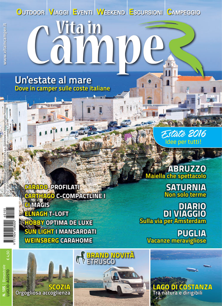 Copertina Vita in Camper 105 - Luglio Agosto 2016