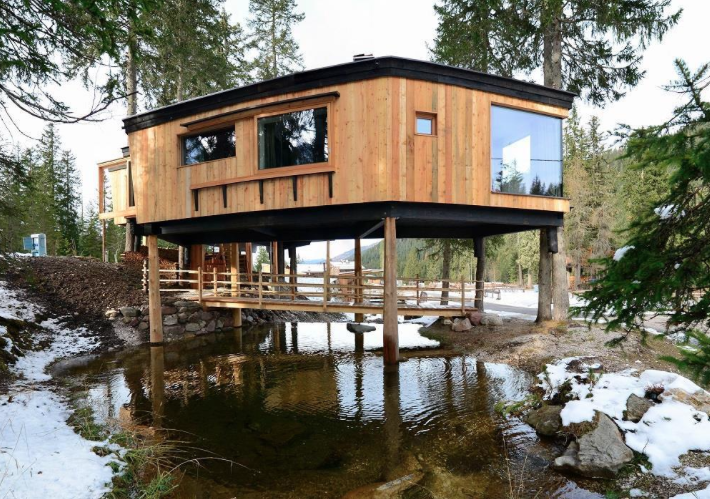 Caravan park sexten case sull'albero