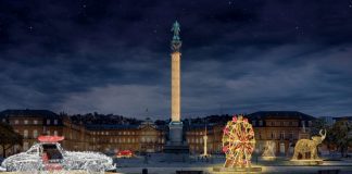 Weihnachtliche illumination auf dem Schlossplatz