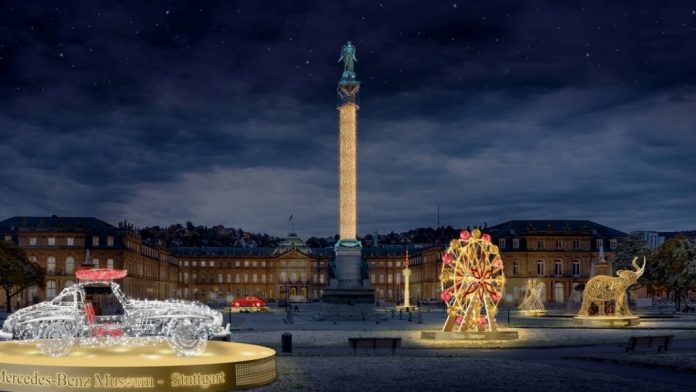 Weihnachtliche illumination auf dem Schlossplatz