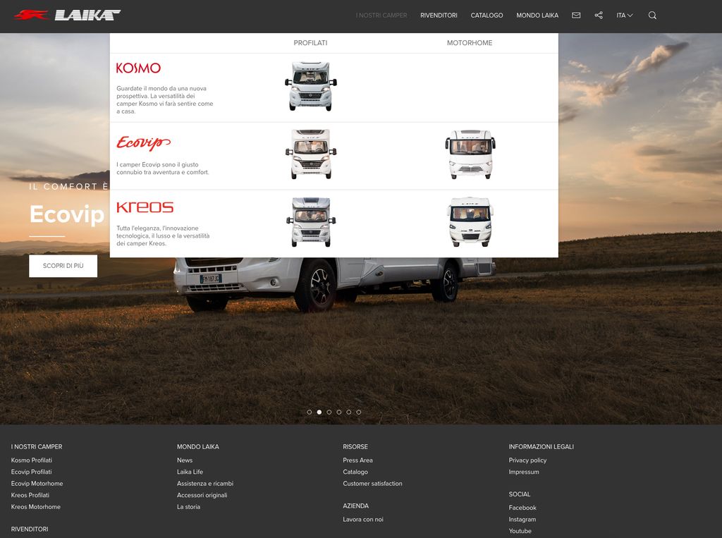 Homepage megamenu Laika.it